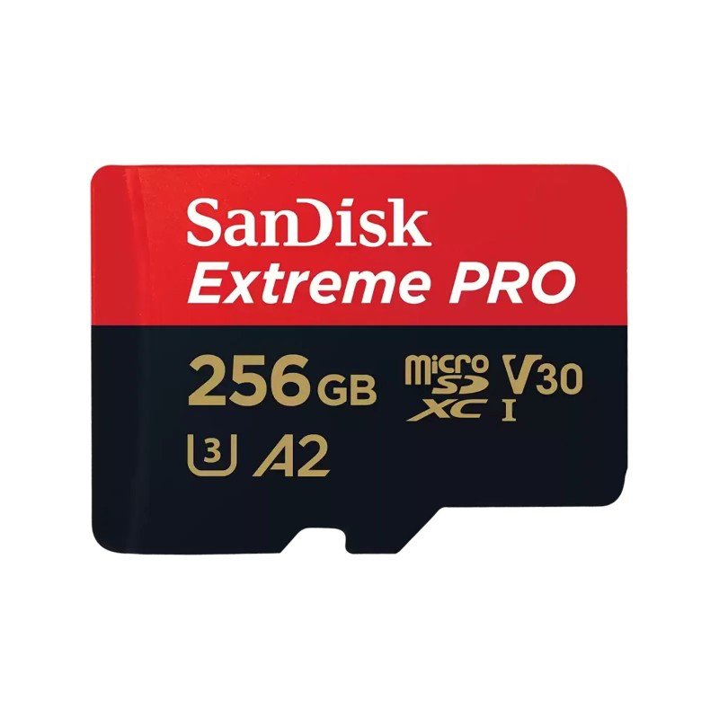 SanDisk Extreme Pro microSDXC 256GB + SD Adapter & RescuePRO Deluxe – A2, C10, V30, UHS-I, U3