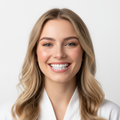 Woman model with teeth whitening strips